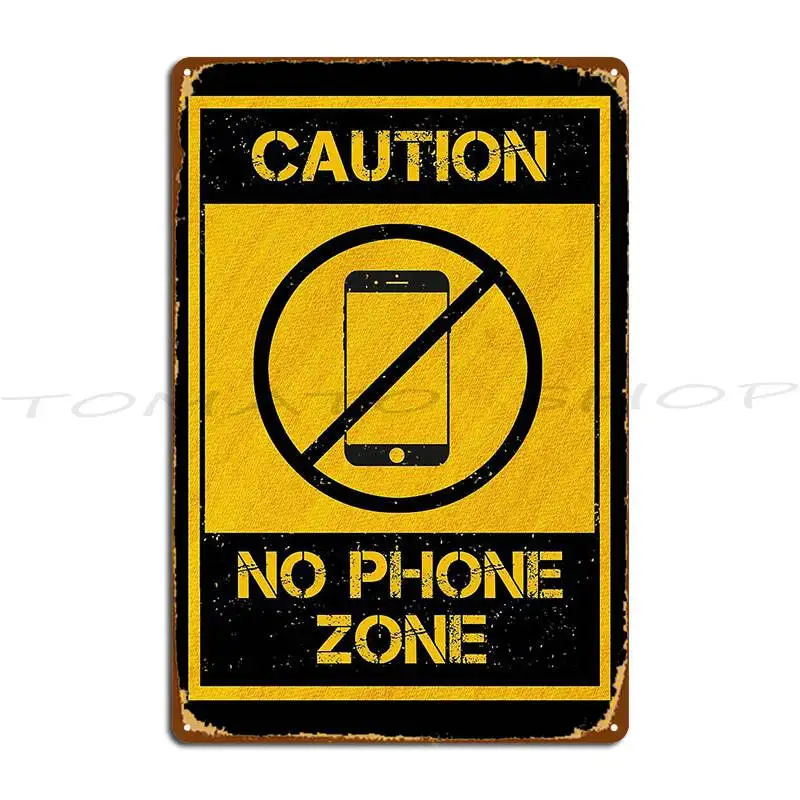 No Phone Zone Metal Sign Plaques Cinema Mural Cinema Printed Tin Sign Poster