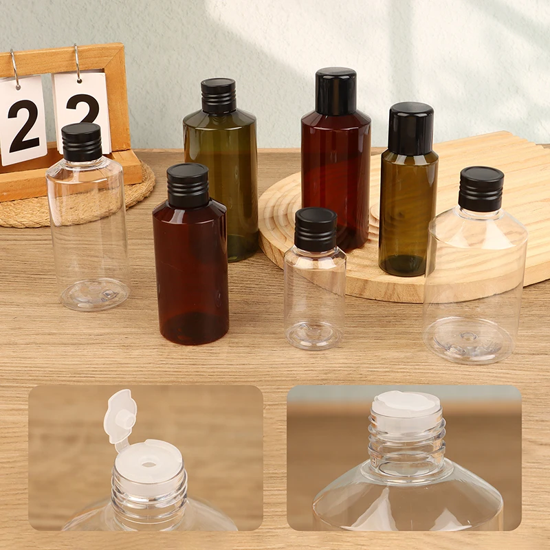 

50/75/100/150/200ml Plastic Squeeze Bottle With Knob Cap PET Lotion Shampoo Bottle Refillable Empty Cosmetic Sample Container