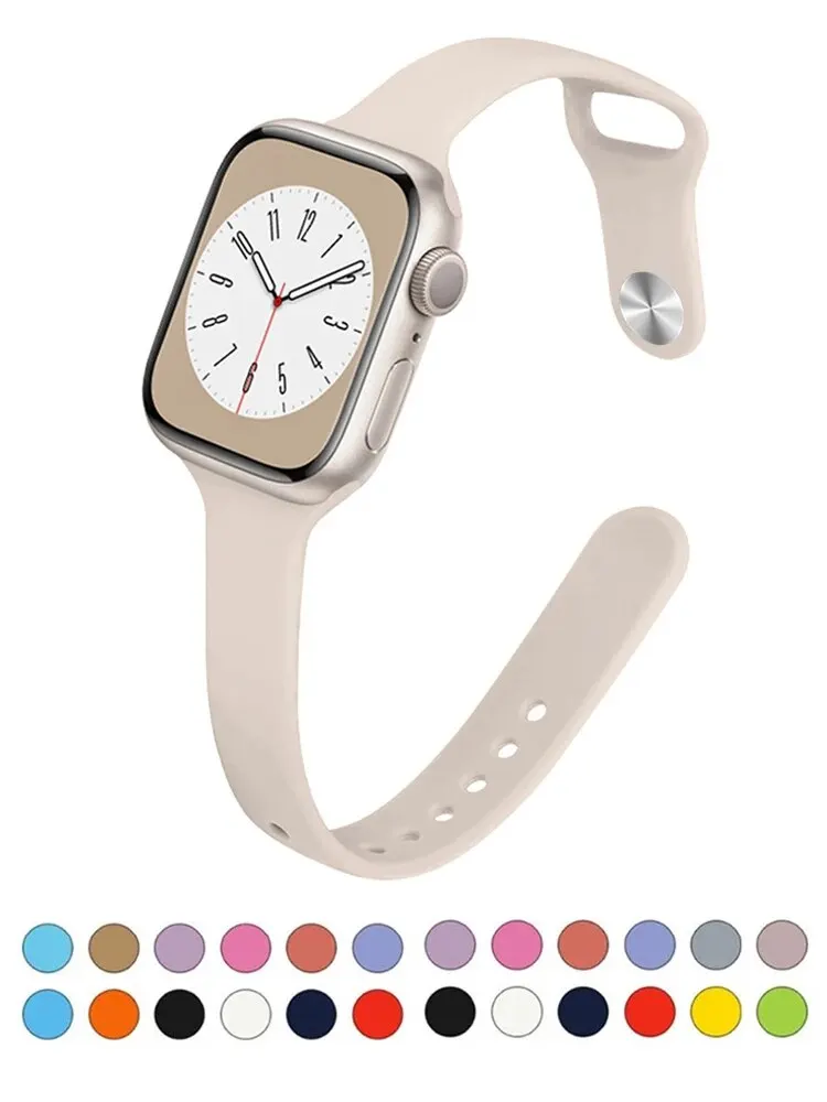 رياضة سيليكون للساعات ، سوار نحيف ، سوار لسلسلة iWatch 8 ، Ultra 2 ، SE ، 7 ، 6 ، 3 ، 9 ، 40 ، حزام 44 ، 45 Apple ، 41 ، 38 ، 42 ، من من