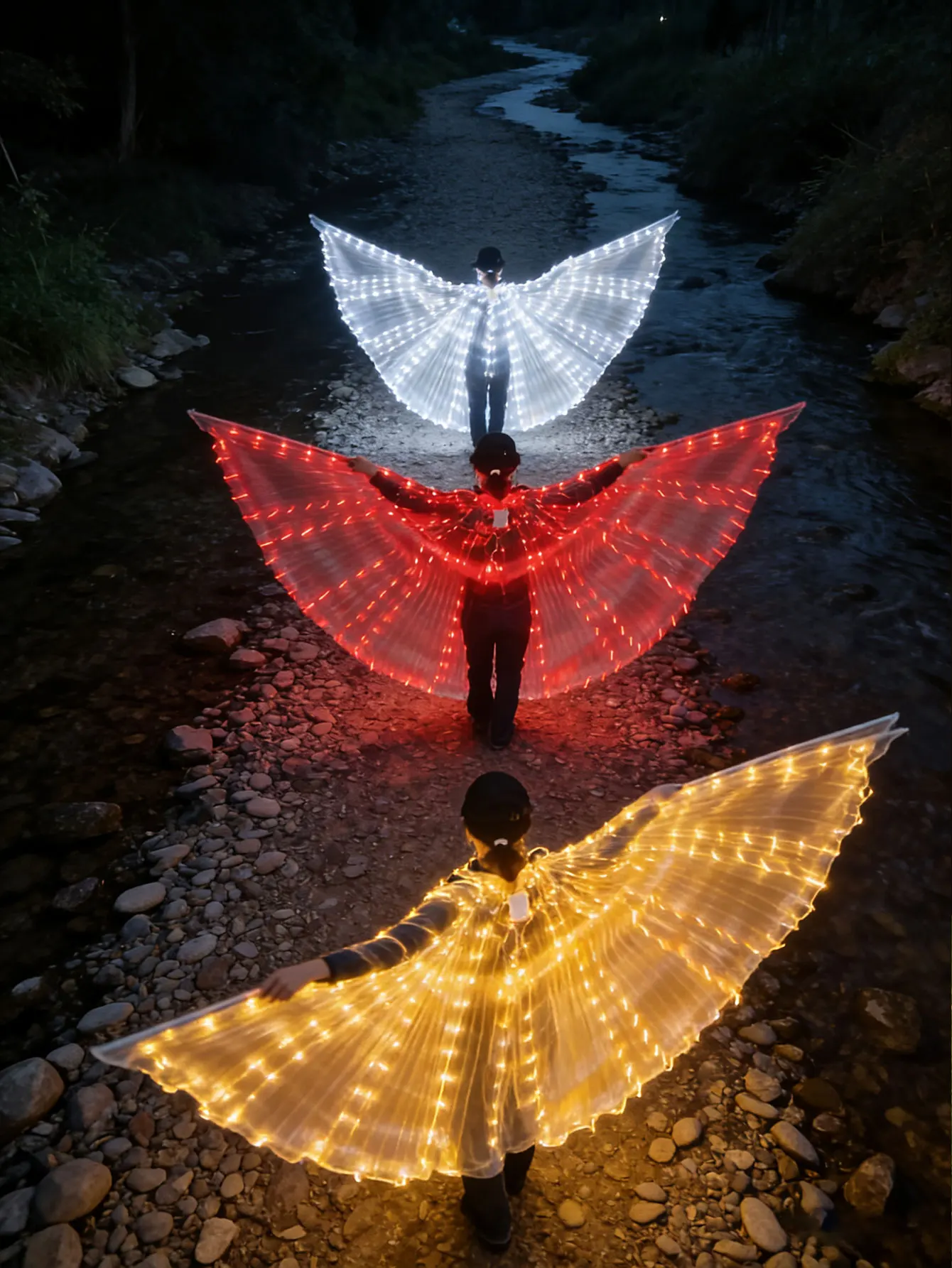 أجنحة الفراشة الراقصة، عباءة بيضاء شبه شفافة، ملحقات مرافقة الأداء، عباءة الاحتفال بالمهرجان #1