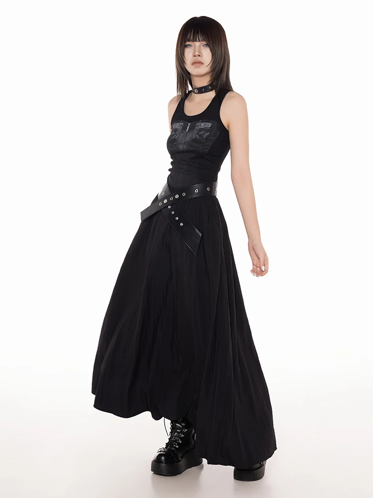   Vestido de Verano con Estampado Novedoso, Falda de Cintura Alta Estilo Hada, Vestido Adelgazante Tipo Paraguas