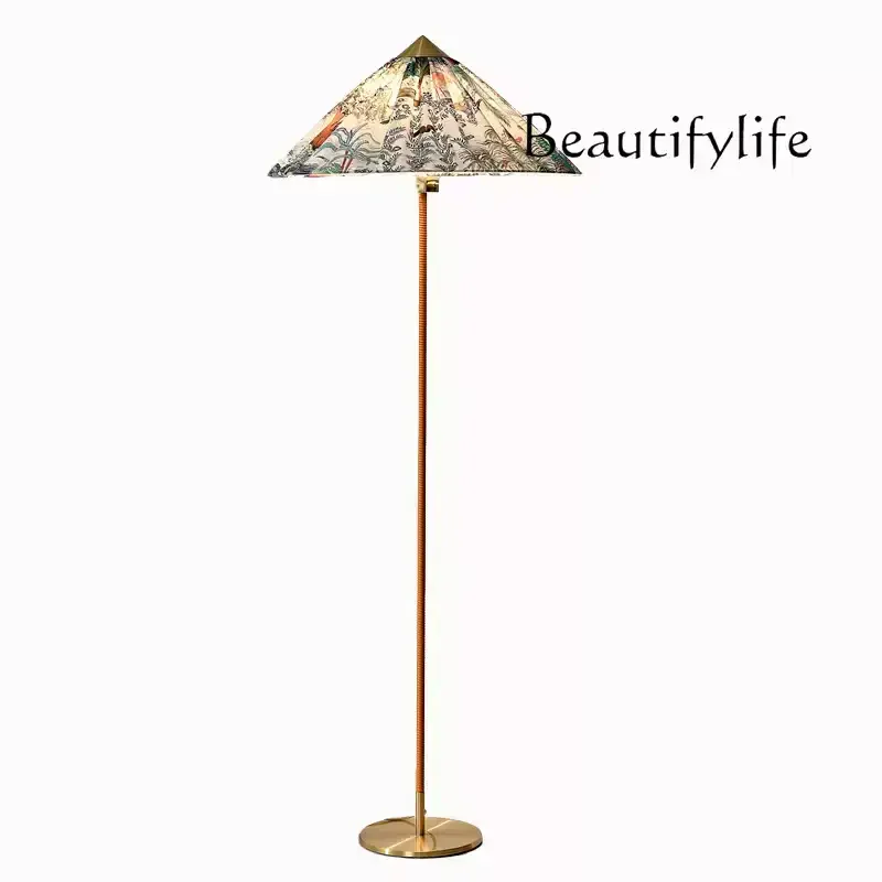 Nordic cloth cover living room floor lamp French retro Nanyang style designer high-end vertical lamp