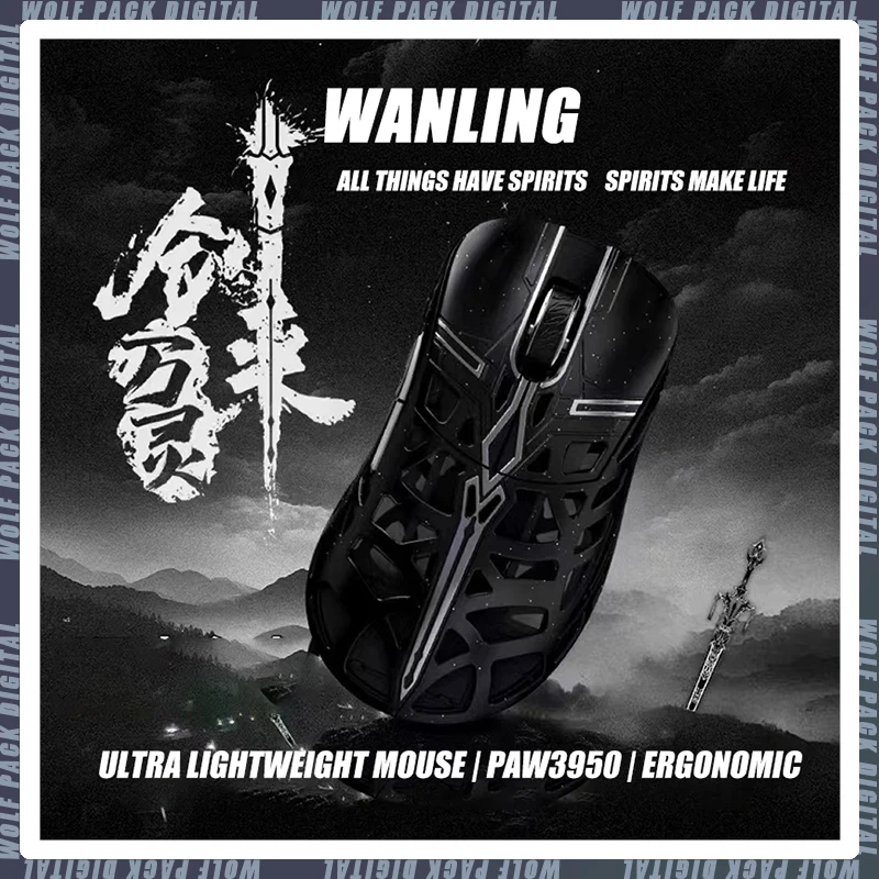 WANLING Sword Series Lightweight Magnesium Alloy 2.4g Wireless+Usb Wired Dual-Mode 8k Gaming Mouse Computer Laptop Peripherals