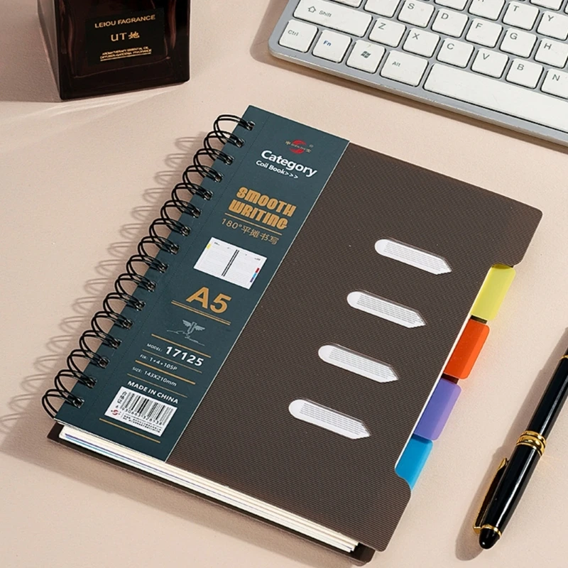 Twin Coil Binding Journal Notebook 210 Pages Wide Lined Business Journal Notebook with Page Dividers for Student Adult H8WD