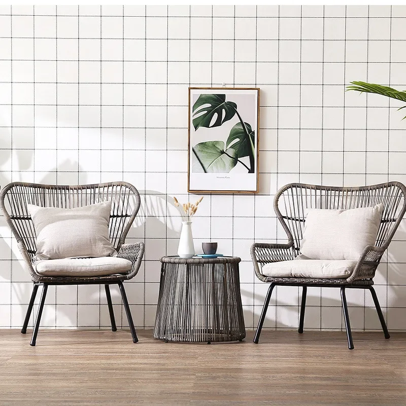 

Outdoor courtyard tables and chairs three-piece open-air balcony small ins Internet celebrity furniture simple indoor coffee