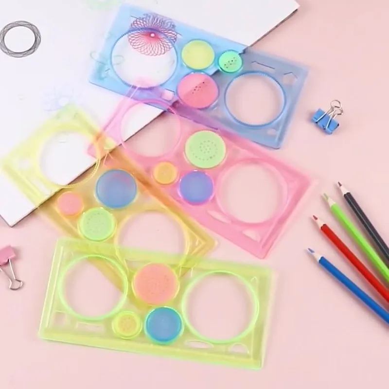 Washable Geometric Scale Template Stencils 1/4Pcs Drawing Painting Graphics Ruler Set Kids Craft School Art Project Random Color