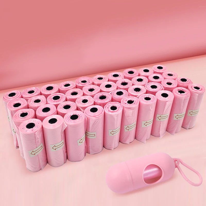 Pink Pet Dog Poop Bags 120rolls Dispenser Collector Garbage Bag Puppy Pooper Scooper Bag Small Rolls Outdoor Clean Pets Supplies