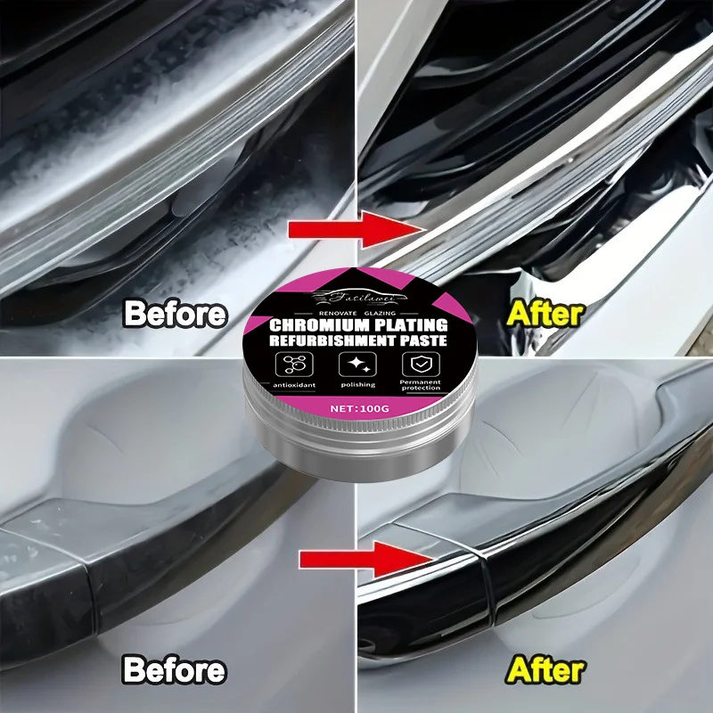 Хромированный ремонтный крем — многофункциональная паста для восстановления металла на основе PE для алюминиевых колес, бамперов и хромированного покрытия автомобиля — Univers