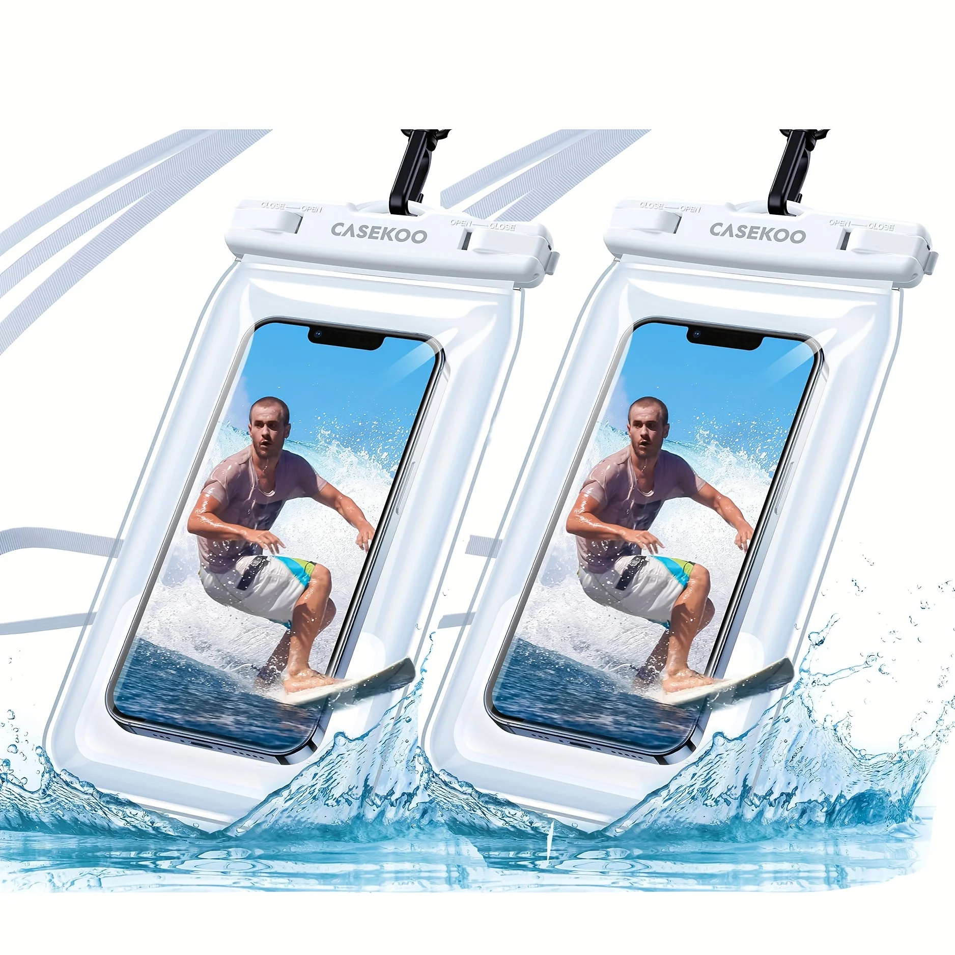 5-Pack Never Leak & Anti-Lost Floating Waterproof Phone Pouch [Ultra Large Back-air Bag] 115FT Water Proof Cell Phone Case for