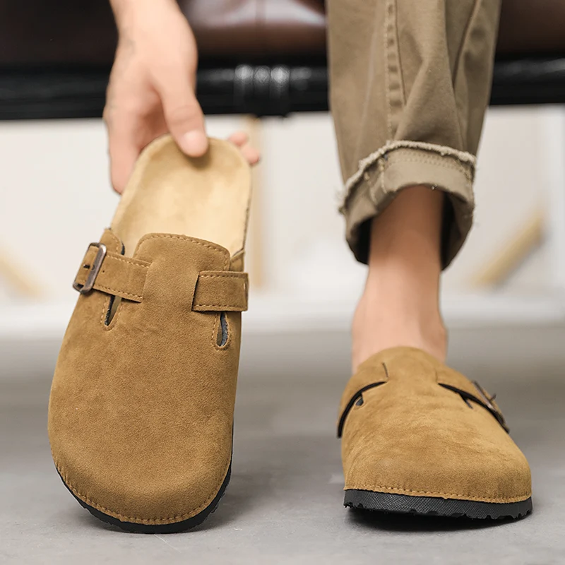 Birkenstock-zapatos de corcho para hombre y mujer, zuecos de gamuza a la moda, sin cordones Sandalias planas, sandalias informales de suela suave