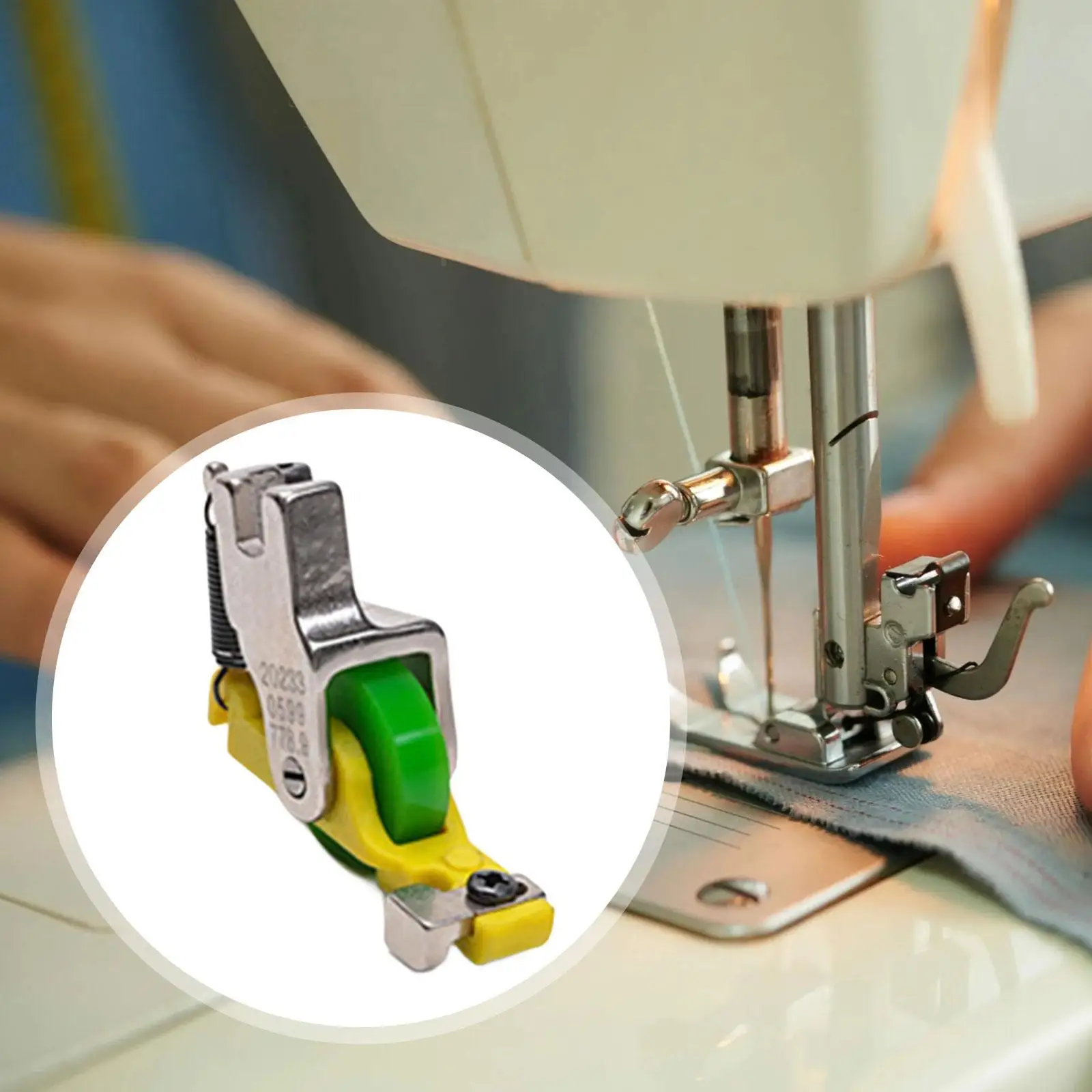 Versatile Sewing Machine Presser Foot with Roller for Zipper Hemming Attachment Supplies for Crafting Projects