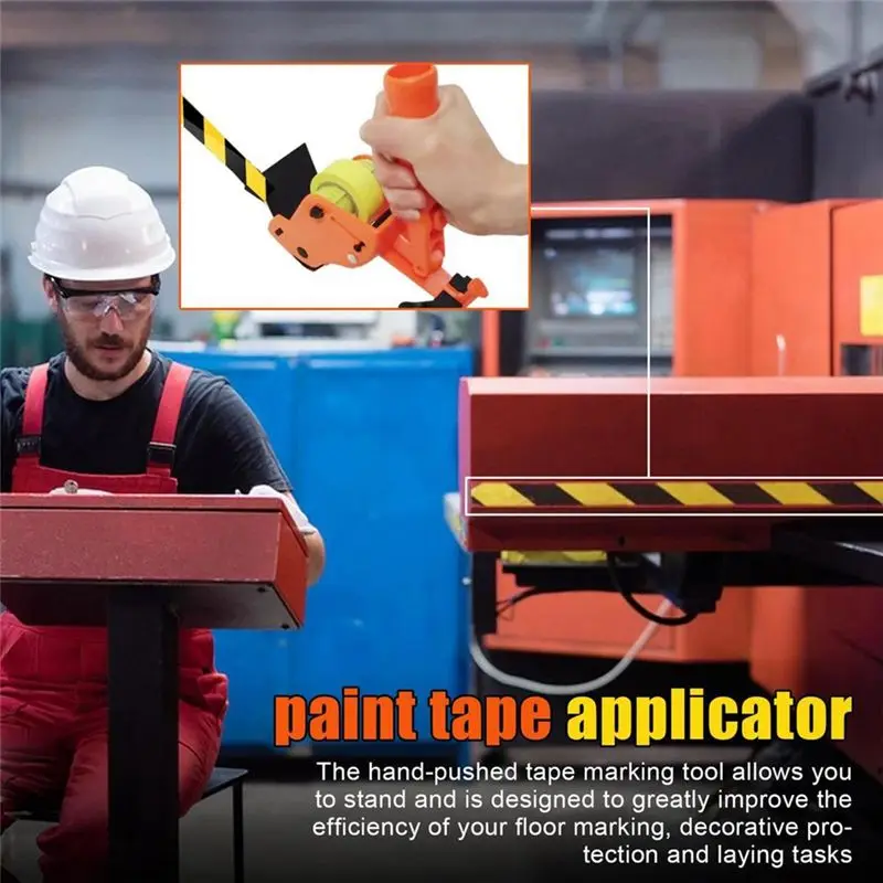 DT19 Wall Floor Tile Paint Tape Roller, Long Handle Masking Applicator Dispenser Machine for Painter Tape, Orange
