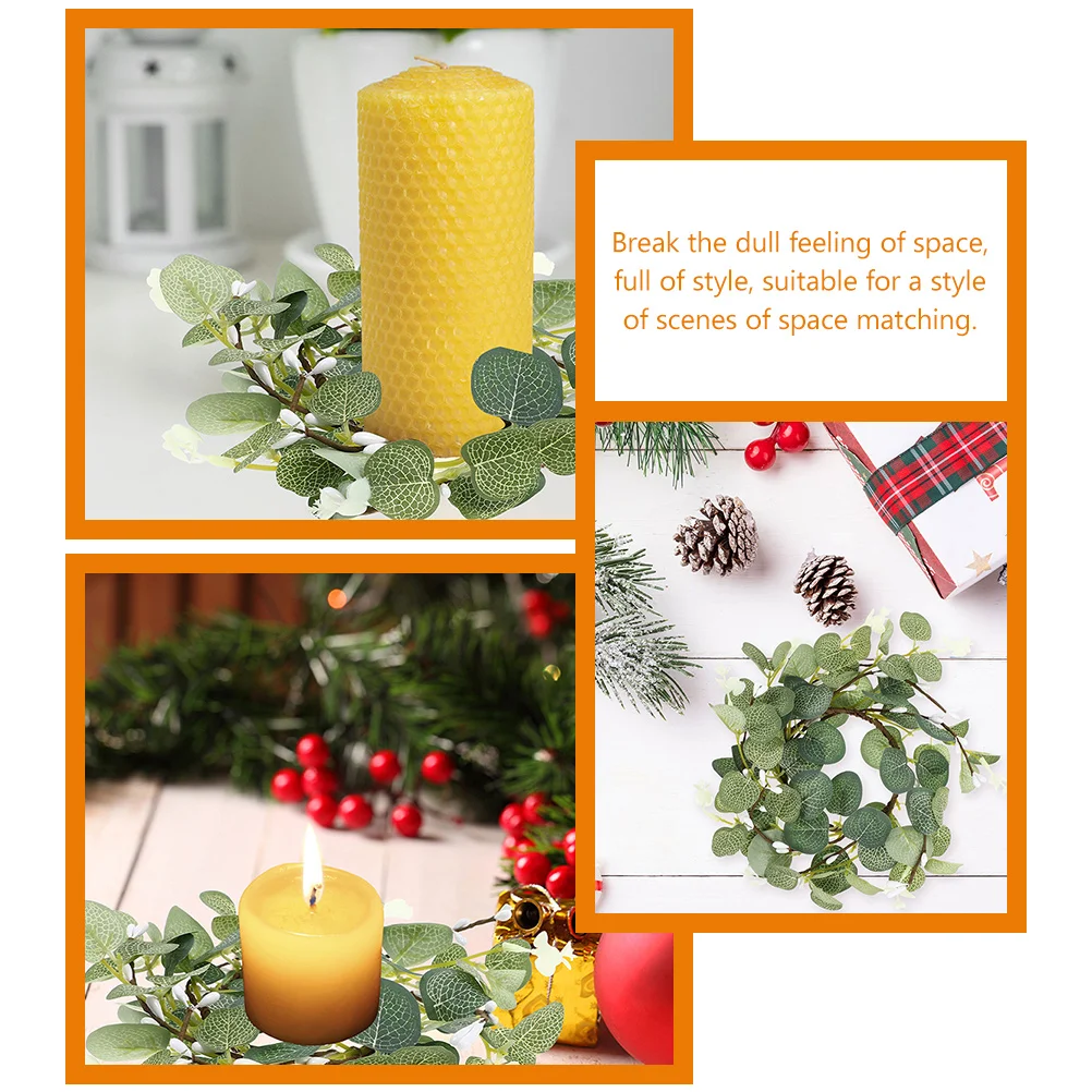 

3pcs Simulated Cup Wreath Artificial Eucalyptus Decor Indoor Table Decoration Wedding Greenery Ring
