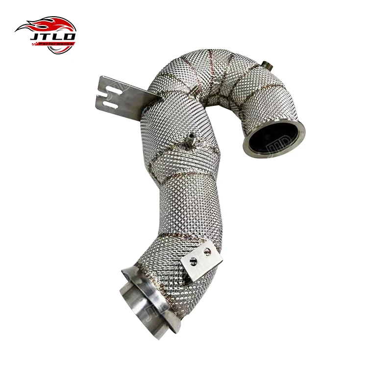 Stainless Steel Straight Pipe Exhaust Downpipe With Heat Shield For Mercedes Benz C300 W206 Hybrid 2.0 Turbo 4 Cylinder LHD