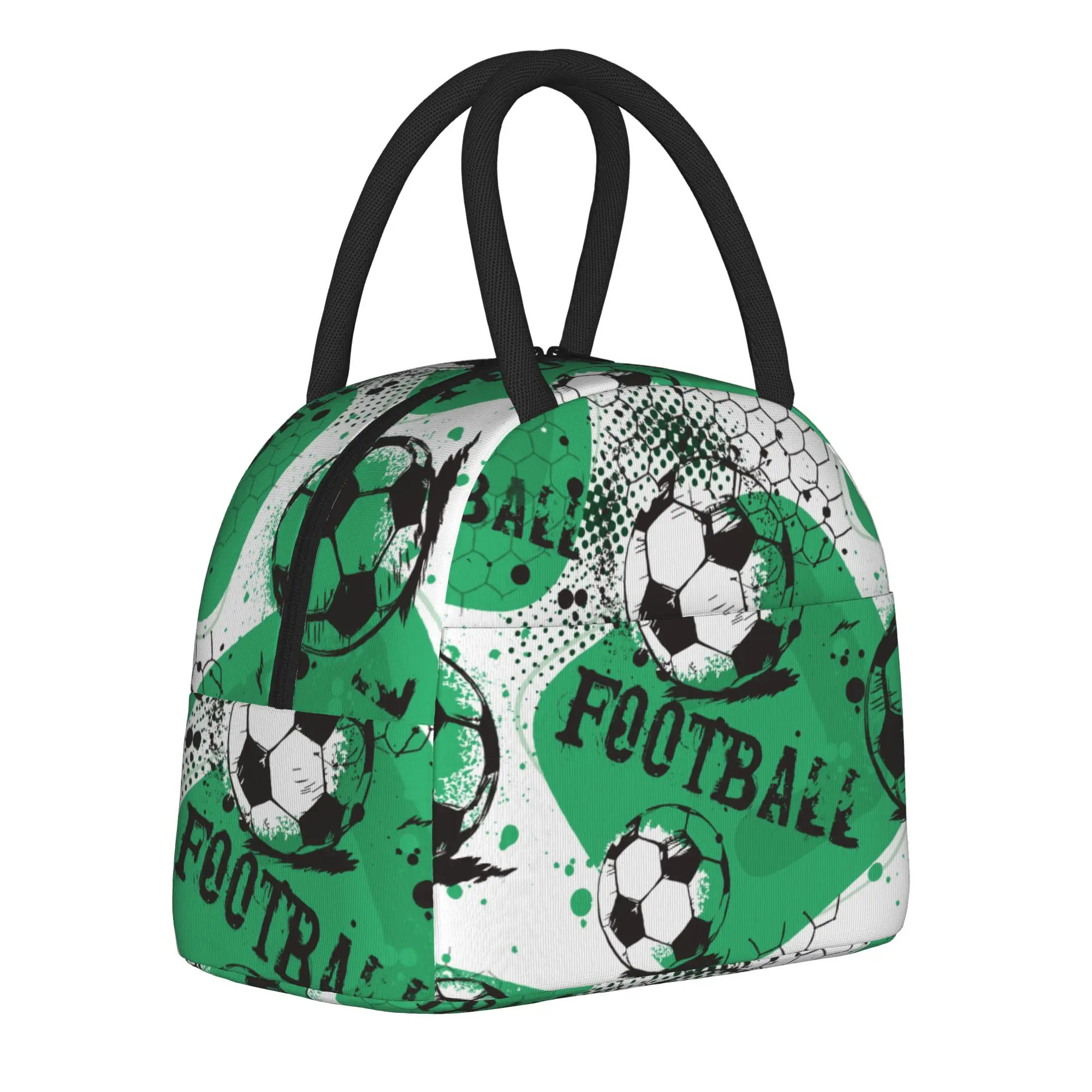 Soccer Insulated Lunch Bags Thermal Bag Reusable,Meal Container Football Sports High Capacity Lunch Box Tote Food Storage Bags