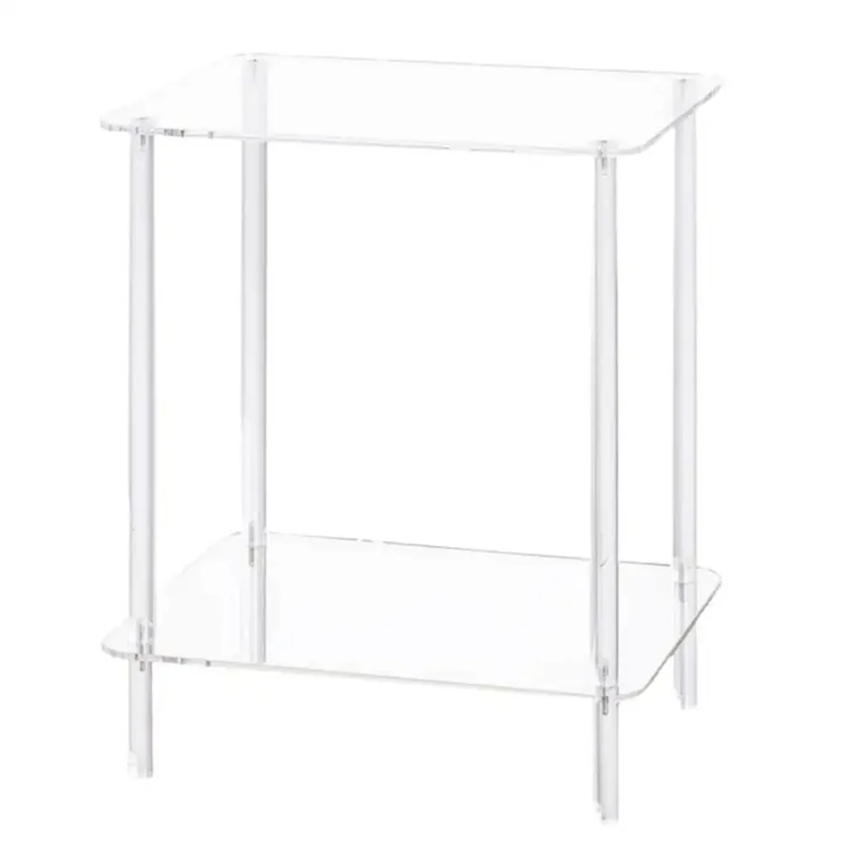 

Acrylic Coffee Table Square Side Table Accent Table Sofa Bedside Table Clear Double Tier Snack Tea Side Table for Room