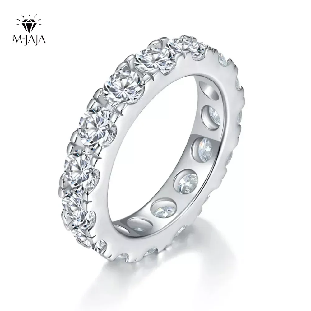 

M-JAJA Moissanite Ring Original 925 Sterling Silver 4mm D Color Eternity Wedding Bands for Women Couple Promise Rings Jewelry