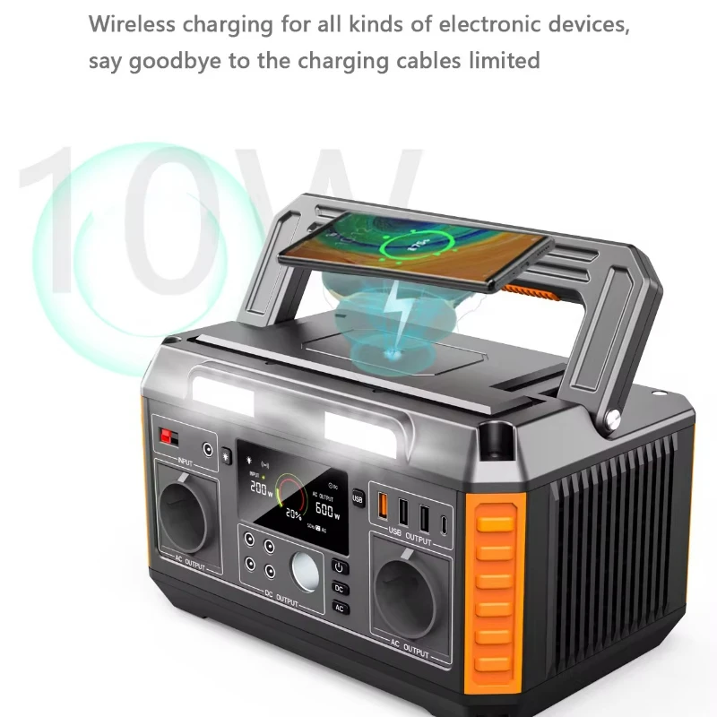 Зарядная Станция Для Квартири 520Wh 600W Portable Power Station Pure Sine Wave Camping Equipment 140400mAh 220V AC Outlets