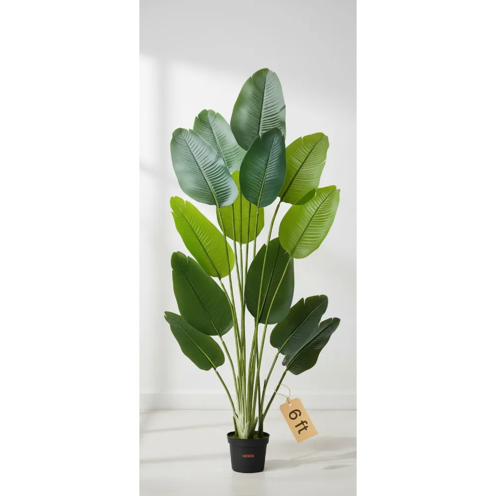 نبات طائر الجنة الاصطناعي بطول 6 أقدام، شجرة حرير واقعية مع وعاء لديكور المنزل والمكتب في الأماكن المغلقة والخارجية