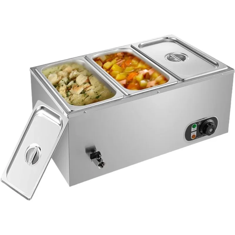 Electric Countertop Hot Food Display Pan Stainless Steel Curved Glass Screen Stainless Steel