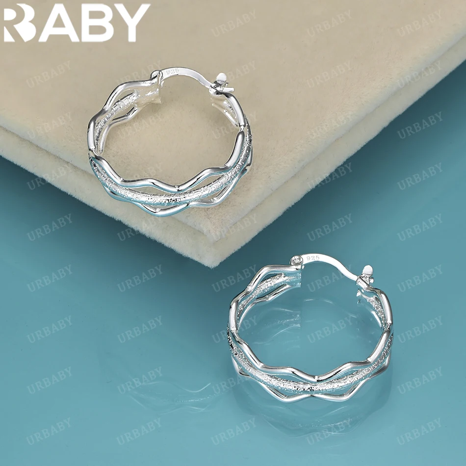 

URBABY 925 Sterling Silver Wave Hoop Earrings For Women Fashion Trend Party Charm And Anniversary Gift