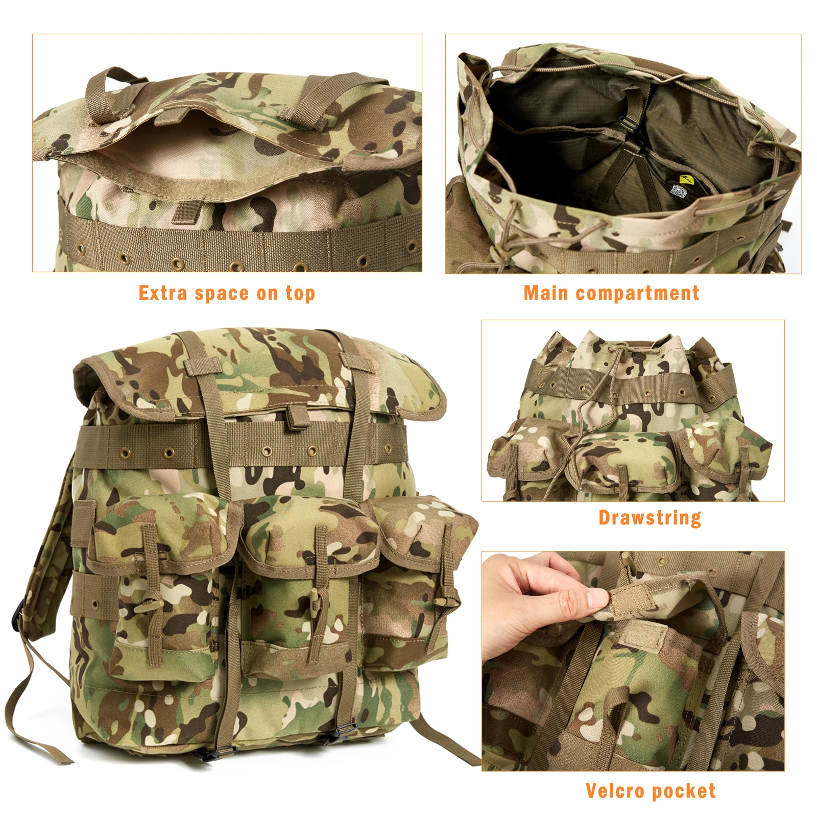 MT Mini Alice Pack for Kids, Military Army Style Children Rucksack ALICE Backpack Multicam / Olive Drab