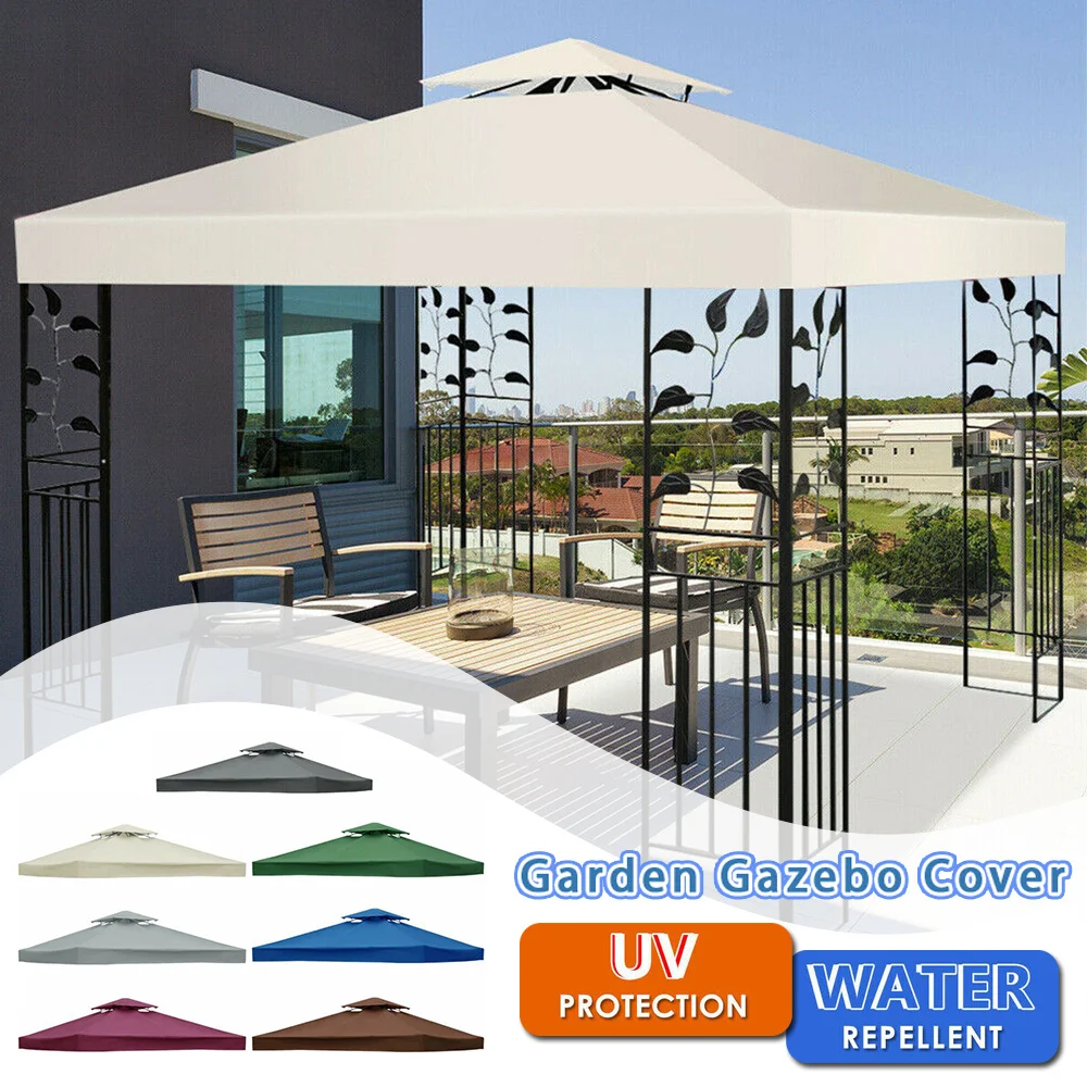 

Thickened 3x3M Gazebo Top Replacement Outdoor 2 Ply Frameless Canopy Cover UV Protection Home Garden Patio Awning Tarpaulin