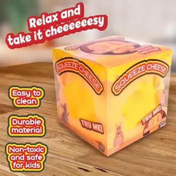 1pc Extra 5cm Cheese Squeezy Squishy Toy - Stress Relief Decompression Squeeze Toy