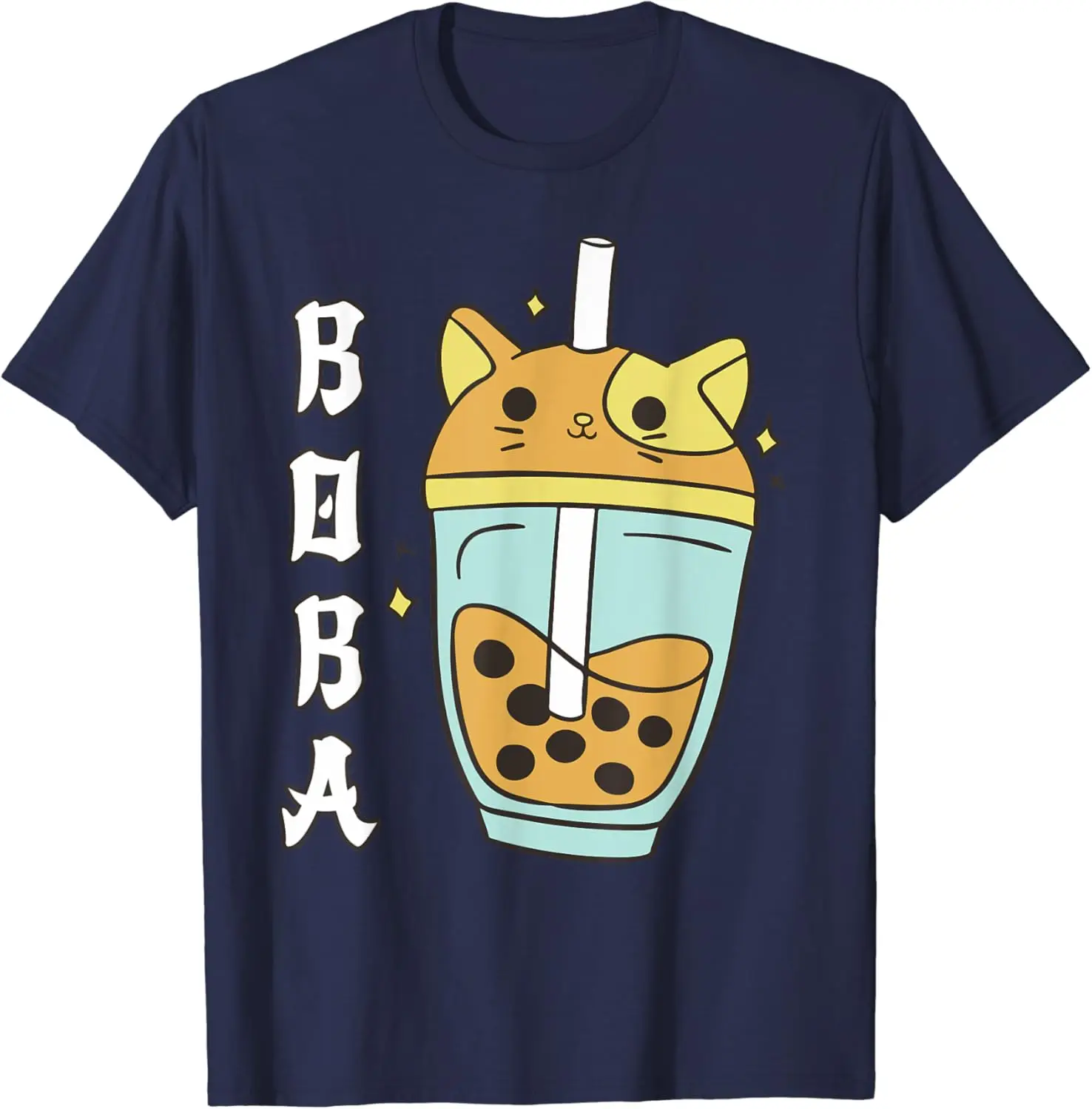 Cat Boba Bubble Tea Cute Anime Kawaii Kids Girl Women Neko T-Shirt Short Sleeve Tops Tees Cotton Print Tshirts