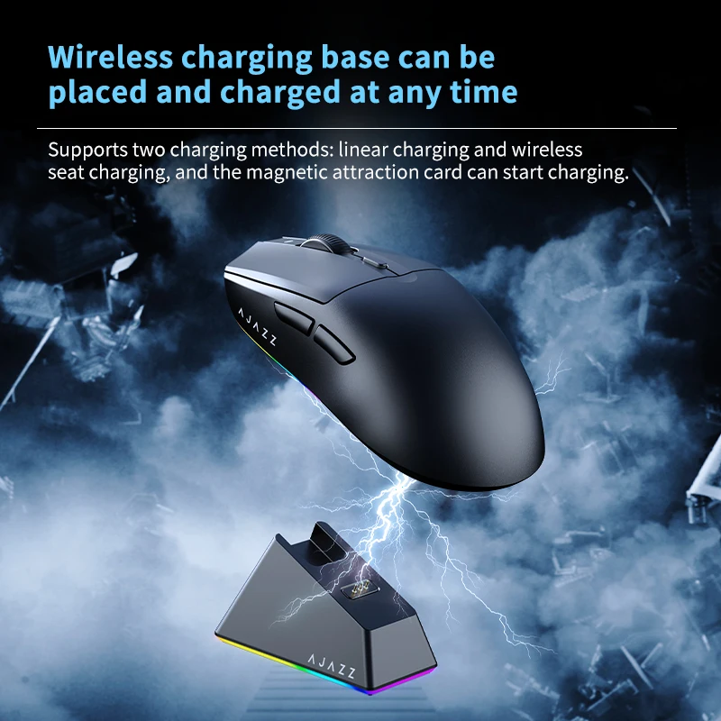 New AJ139 Max Wireless Mouse with 2.4GHz Wireless Bluetooth 5.0 Wired Thrip Connection PAW3395 Gaming Chipset 26000DPI Mouse