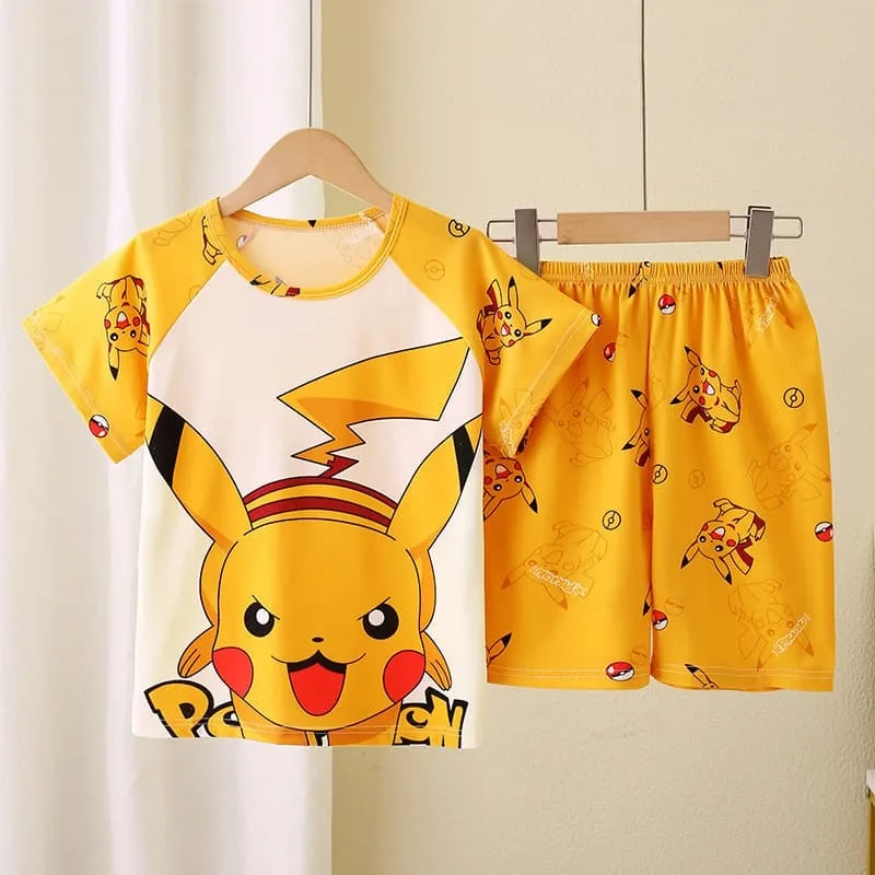 Children Summer Thin Short Sleeve Pajama Sets for Boys and Girls Suitable for Medium and Older Kids Ideal for Homewear view 2