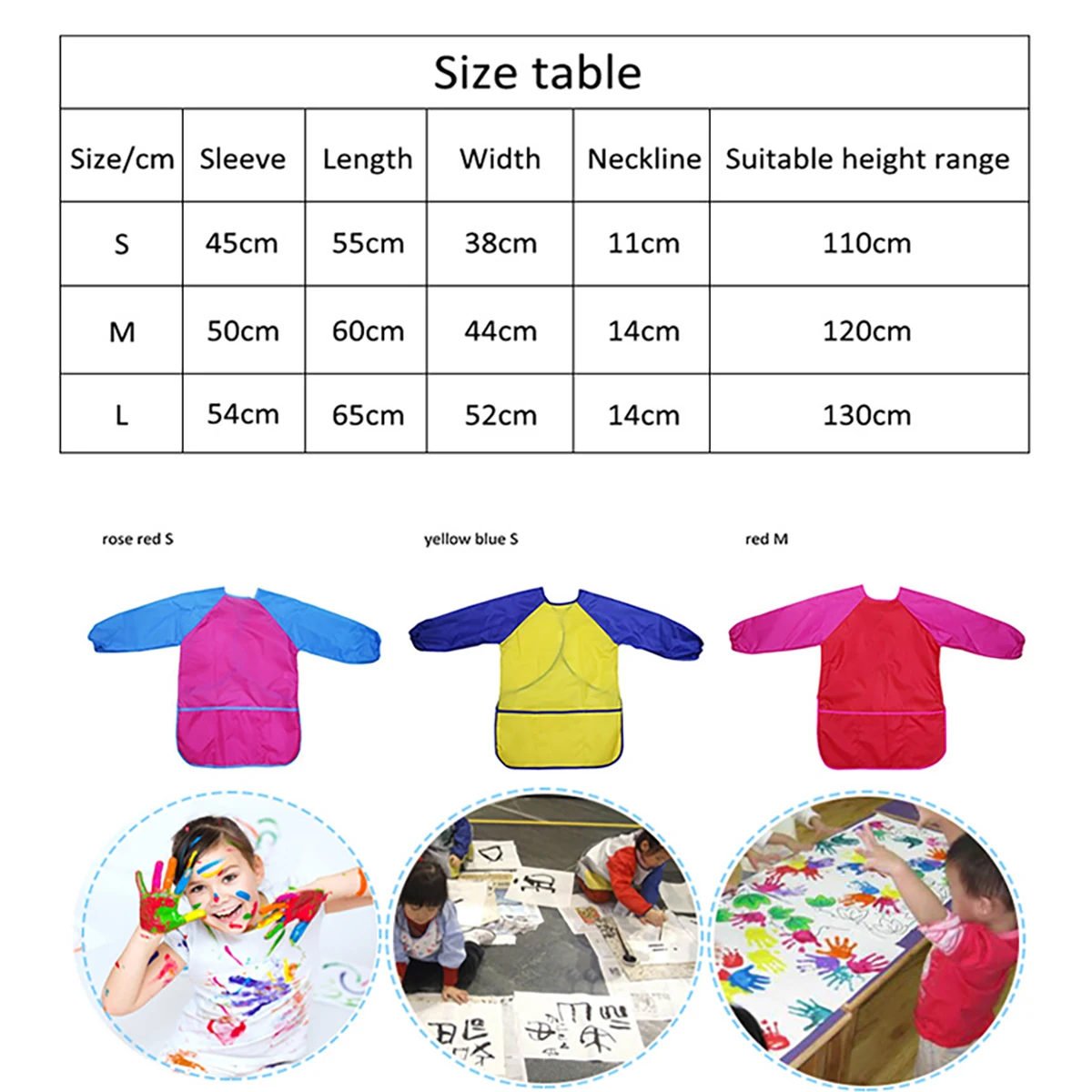 5-8Y Kids Children Smock Long Sleeve Waterproof Art Portable Apron Learning Education Painting Birthday Gift DIY Writing Tool