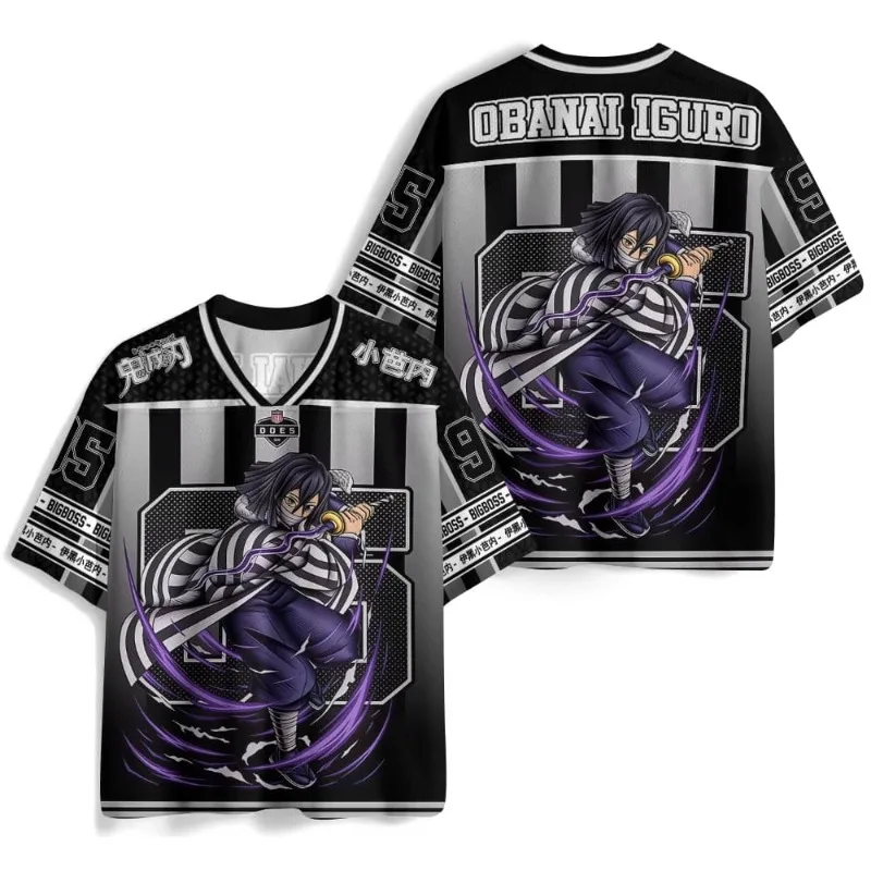 2026 New Demon Slayer: Kimetsu no Yaiba Serpent Pillar Obanai Iguro Jersey Y2K Adult and Children's Sports Breathable T-Shirt