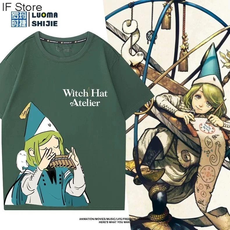 Camiseta de algodão Witch Hat Atelier Coco Qifrey Cosplay とんがりのアトリエ T-shirt para meninos, meninas, y2k, masculino, feminino, Harajuku, verão, Hip Hop