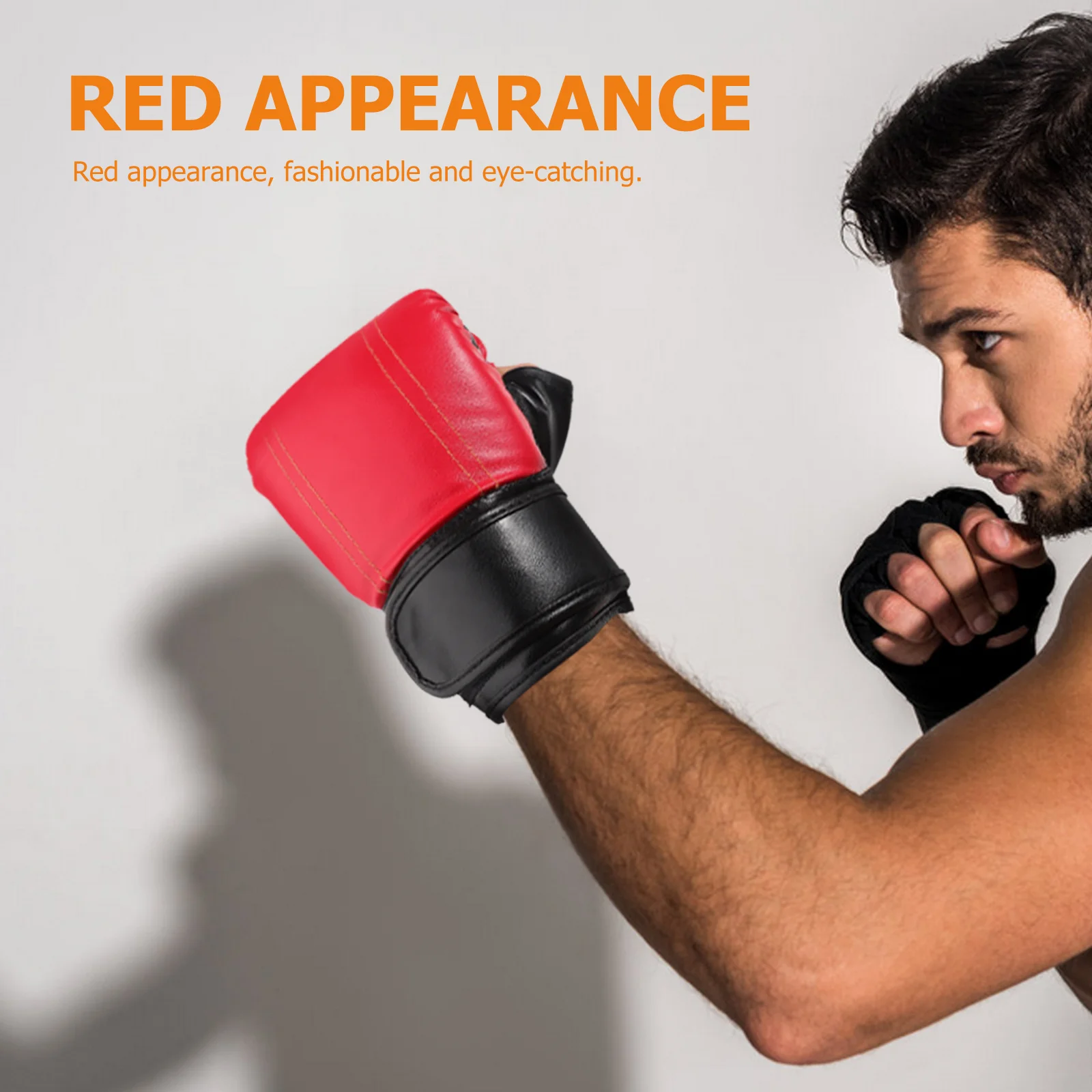 

1Pair Red Boxing Gloves Half Finger Design Adults Kids Kickboxing Taekwondo Sparring Training Muay Thai Durable Comfortable