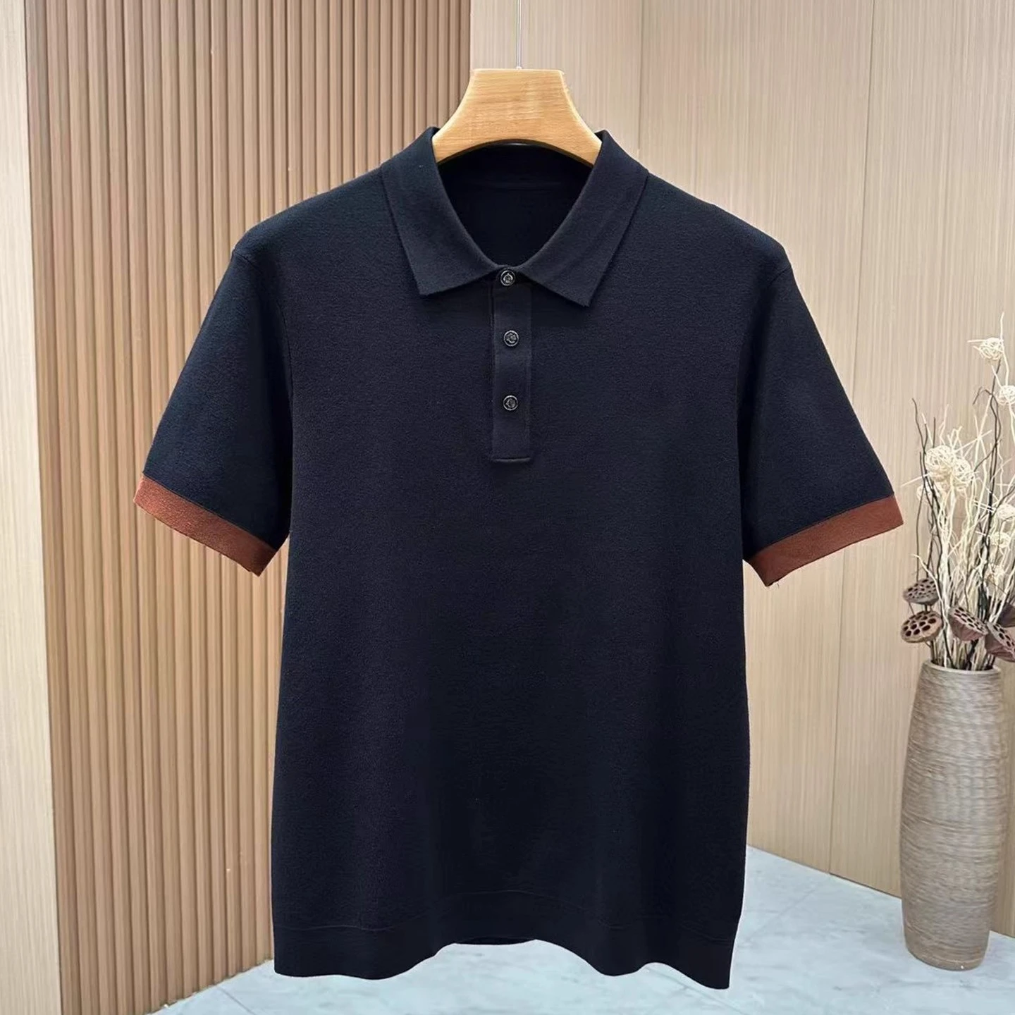 

LP 25aw Мужская трикотажная рубашка-поло с вышитыми буквами в деловом стиле и лацканами