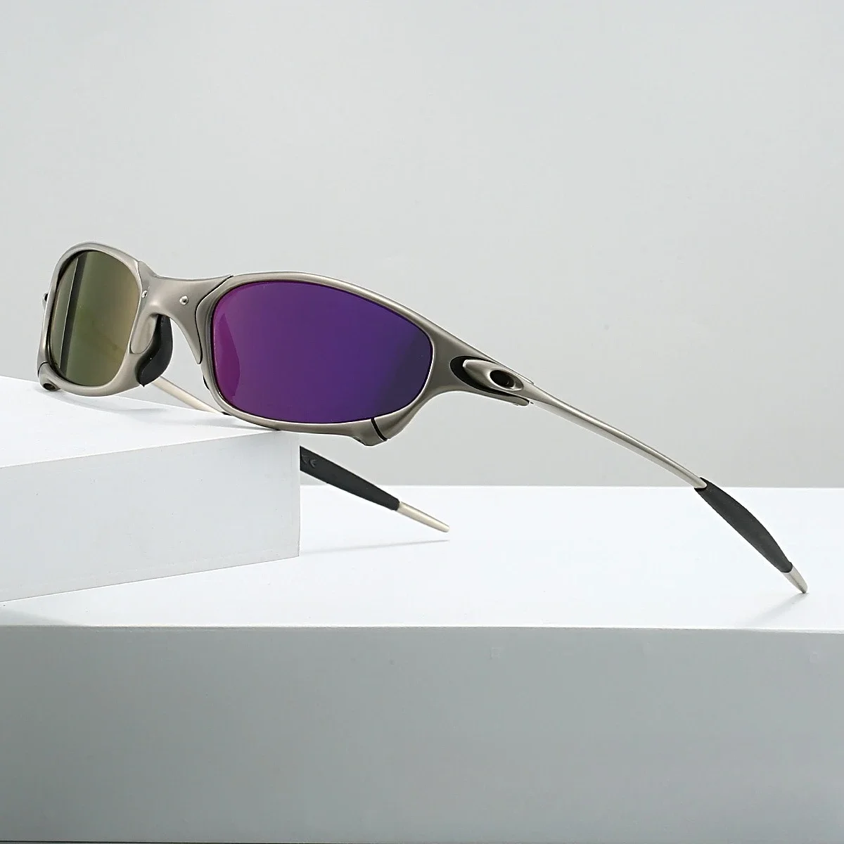 Sunglasses with Concave Shape Windproof Glasses Festival Party Gift X Metal Juliet Silver Frame Cycling Glasses Coated Polarized