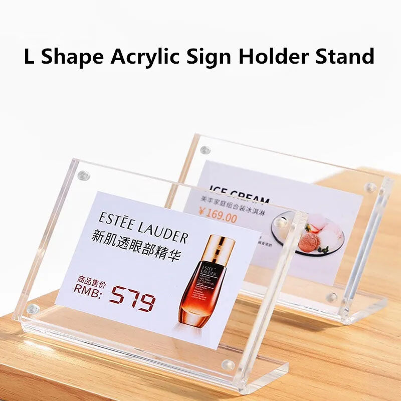 90x128mm Magnetic Acrylic Sign Holder Display Stand Wedding Table Number Place Card Holder Price Label Paper Tags 1pcs