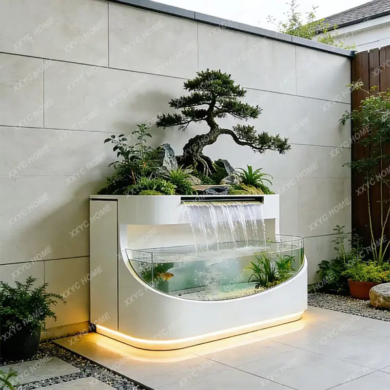 

Stainless steel fish tank finished product custom water ornament indoor and outdoor courtyard balcony living room