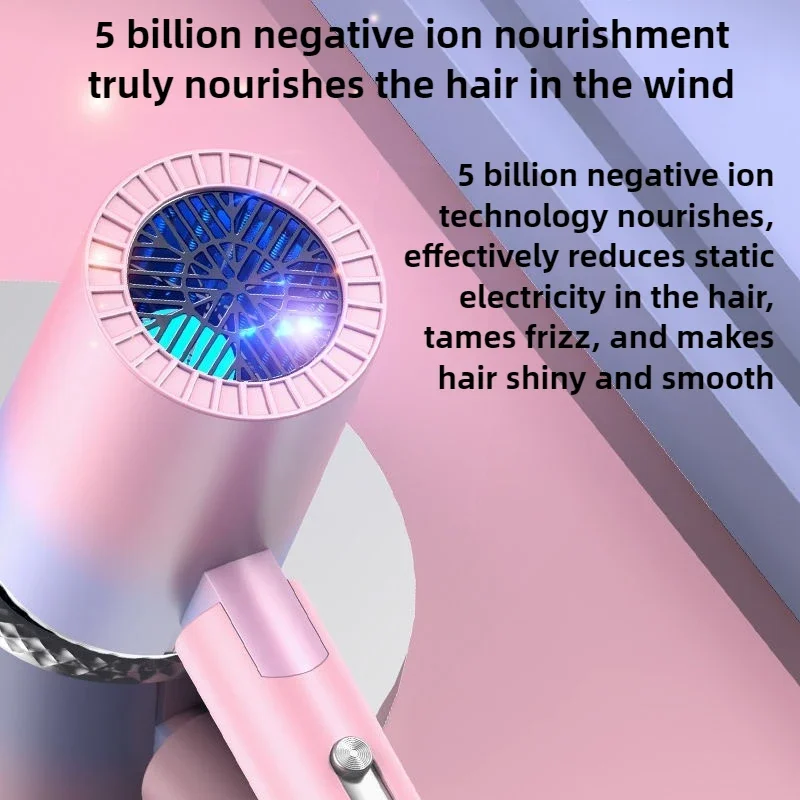 Foldable Intelligent Temperature-controlled Hair Dryer Household 800W Electric Hair Dryer Hair Care Quick-drying Negative Ion