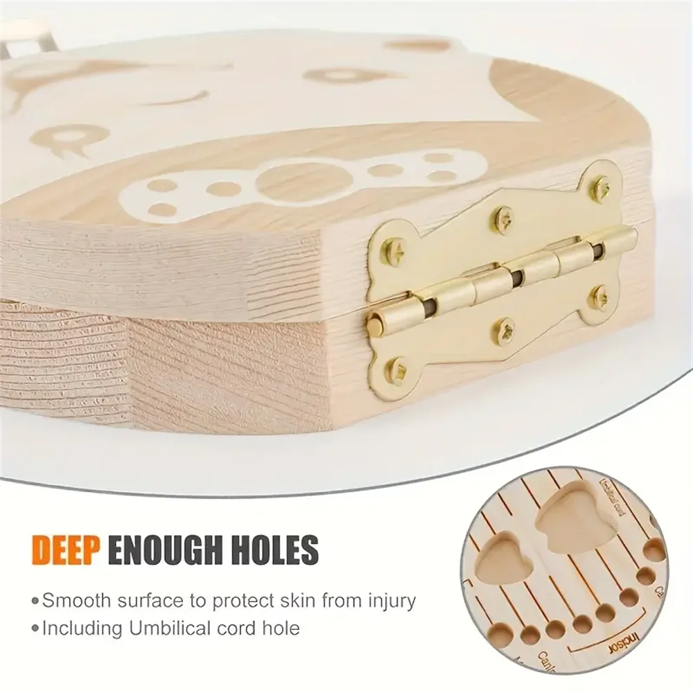 Wooden Baby Teeth Storage Box Teeth Wooden Box Umbilical Cord Tooth Collection Box Infant And Toddler Souvenir Box