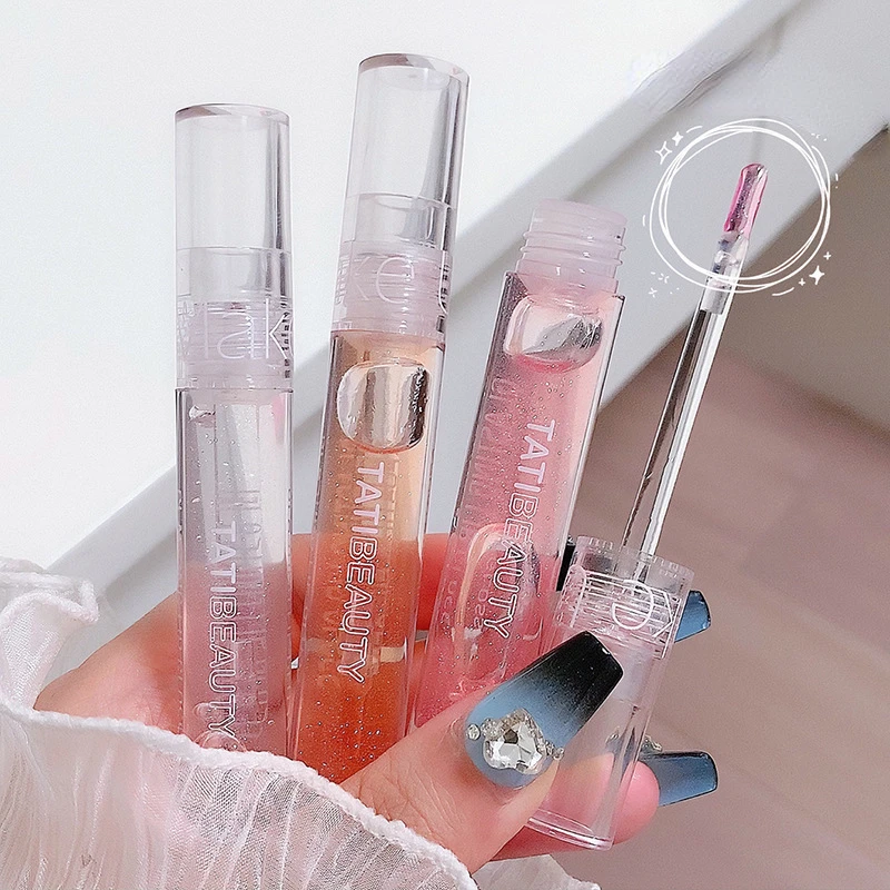 Feuchtigkeit spendender Lip gloss Lippenstift feuchtigkeit spendender Lippen balsam Spiegel Wasser Lippen öl Glanz Glitzer Kristall Lippen Tönung koreanische Make-up Kosmetik