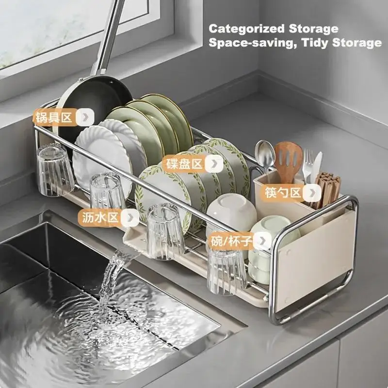 

Kitchen Drainage Rack Tableware Kitchenware Categories Storage Multifunctional Easy to dry No Humidity Organizer Shelf