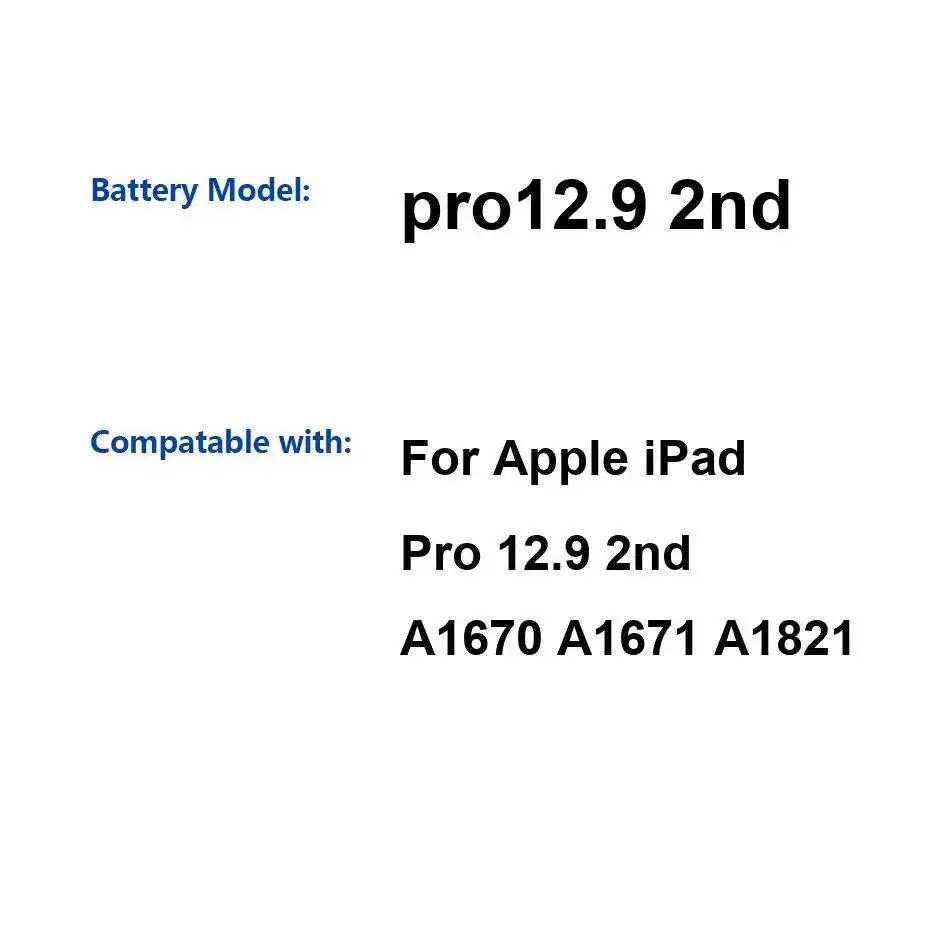 

Экологически чистый, безопасный для Apple Ipad Pro 12,9 2Nd 2017 A1670 A1671 A1821 Pro12.9, аккумулятор для планшета 10994 мАч