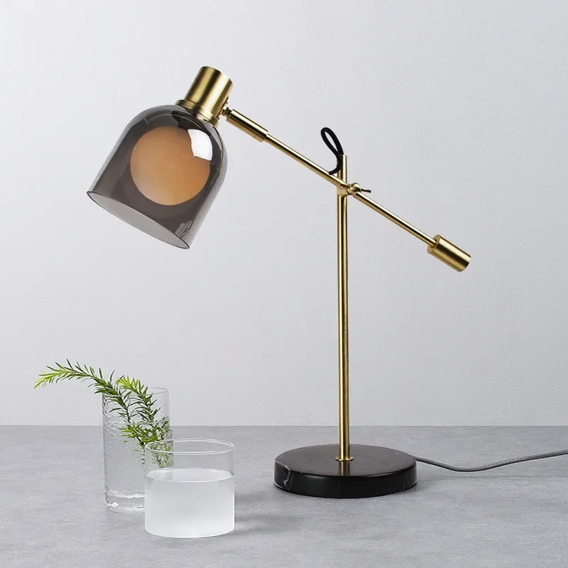 Creative and personalized iron study desk and desk lamp, modern and simple, light luxury office desk and bedside lamp
