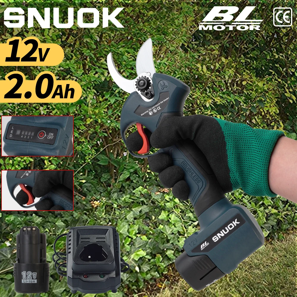 SNUOK 12V Brushless Pruning Scissors, Outdoor Gardening Fruit Tree Bonsai Pruning Scissors, Power Tool, FOR Dr. Lithium Battery