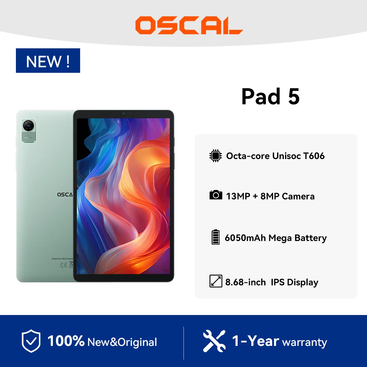 OSCAL Pad 5 Tablet PC,8.68-inch Display Unisoc T606 Octa-core ,4GB