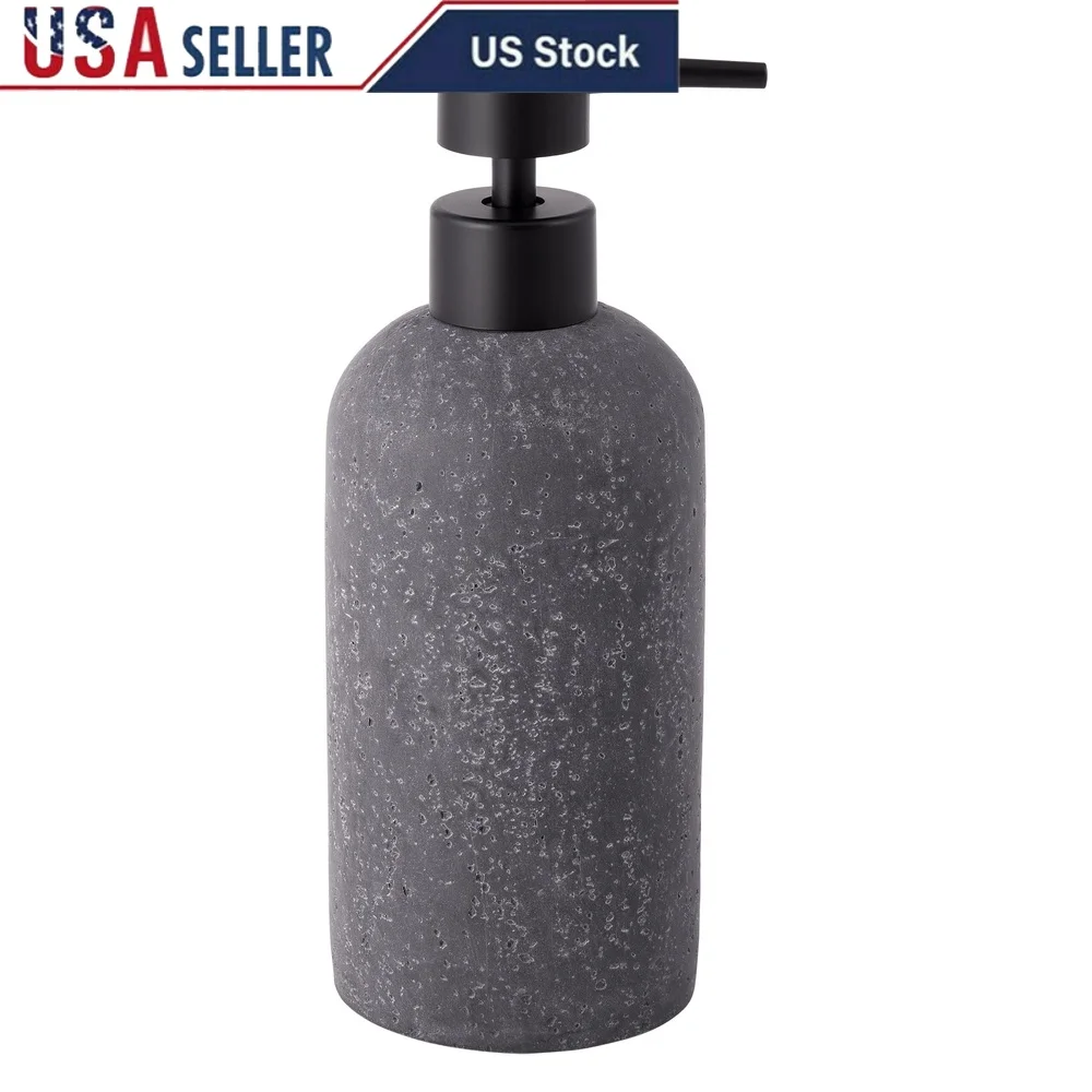 

Faux Stone Lotion Pump Dispenser Resin Charcoal Grey Push Down Pump Liquid Soap or Lotion Contemporary Bathroom Accessories