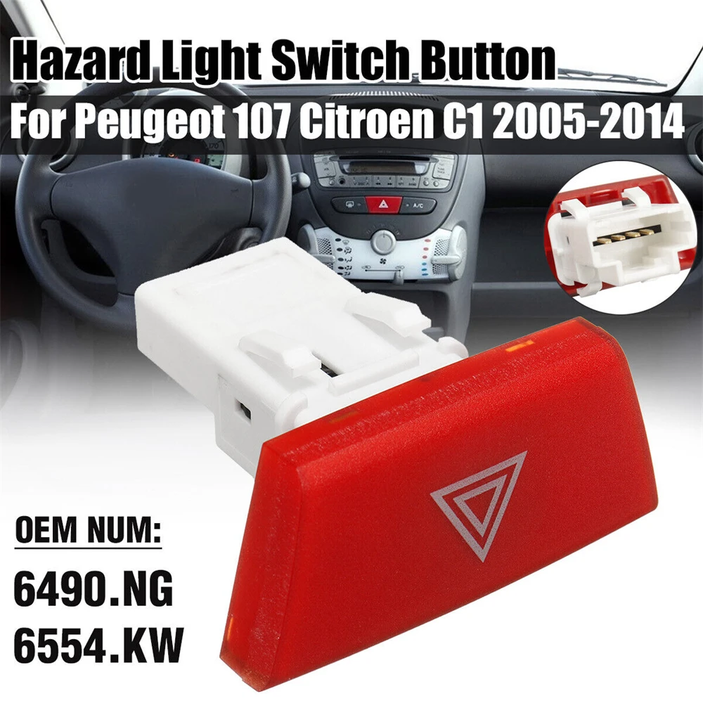 

Car Repair For Citroen C1 For Peugeot 107 Hazard Warning Button Emergency Hazard Flasher Warning Light Switch 6490.NG