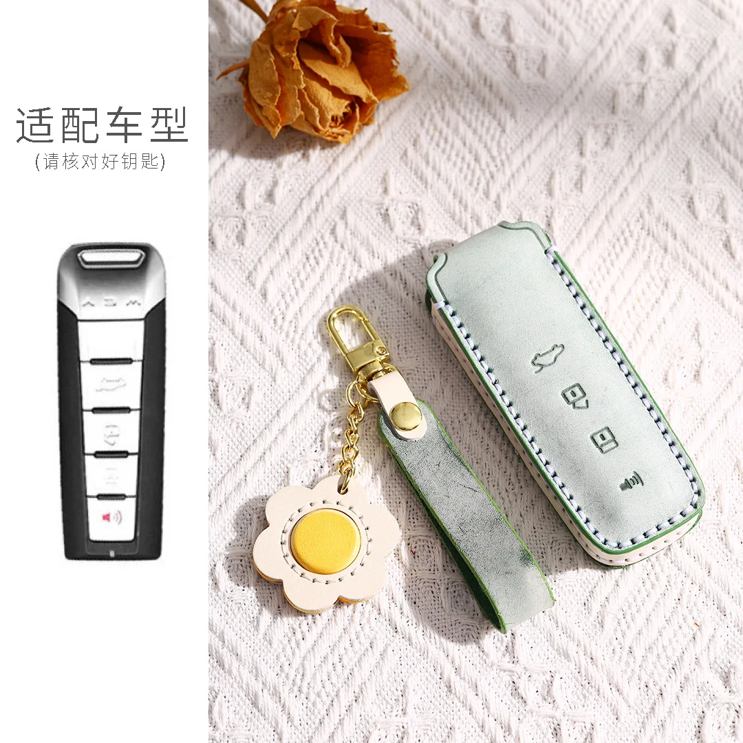 Leather Car Key Case Cover for Wey Coffee 01 Tank Tank300 VV5 VV6 VV7 2022 2021 Remote Keychain Keyless Interior Accessories